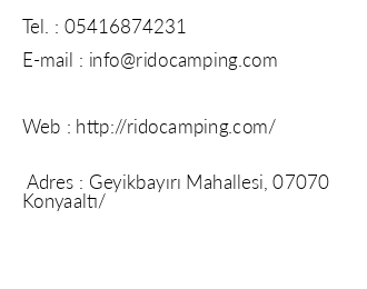 Rido Camping iletiim bilgileri